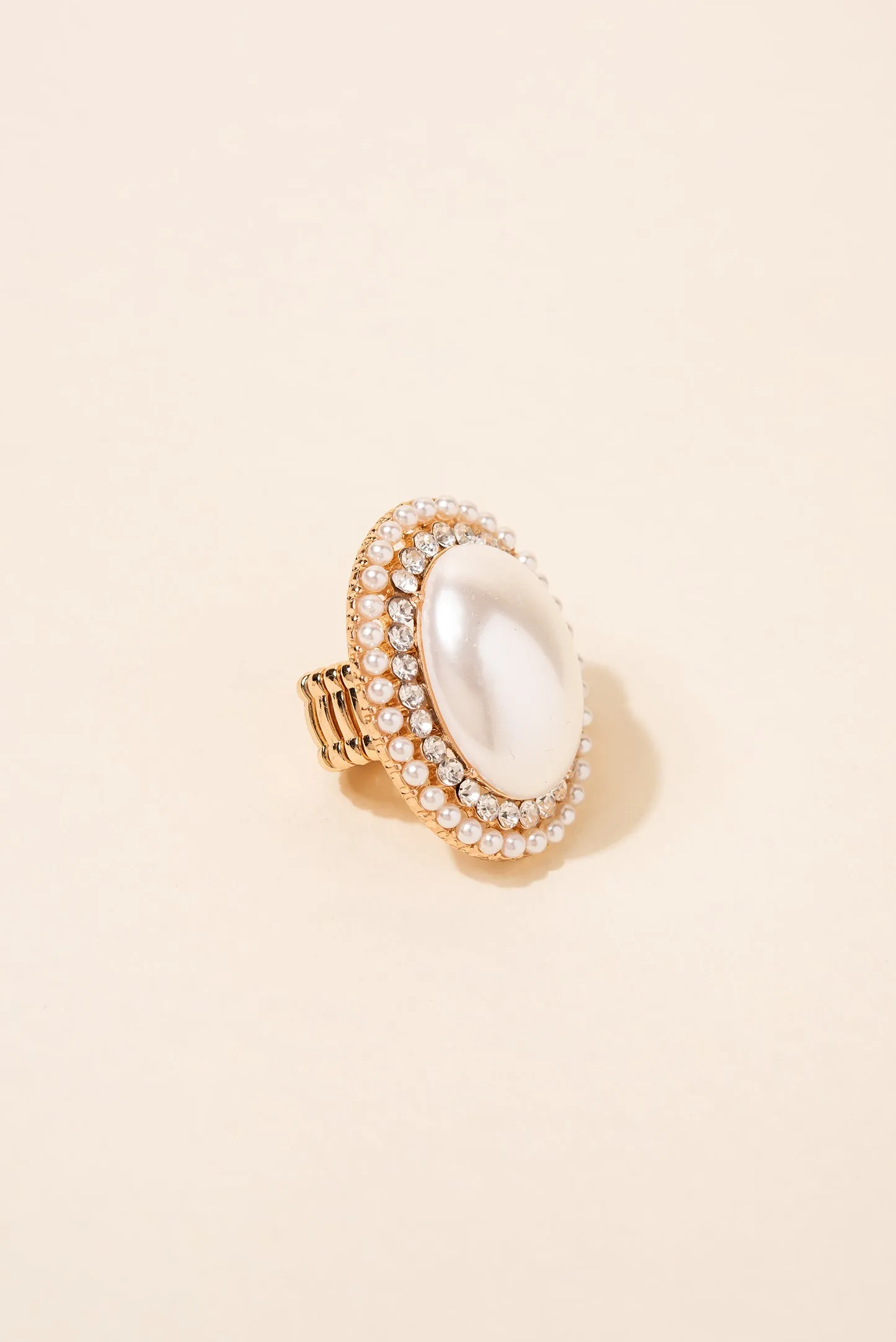 Miriam Oval Stone & Double Halo Stretch Ring