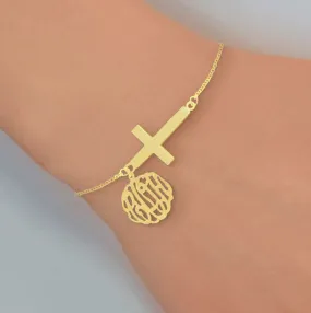 Monogram and Sideways Cross Bracelet