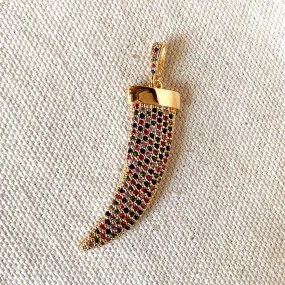 Multicolor Cubic Zirconia Tusk Pendant Made of 18k Gold Filled