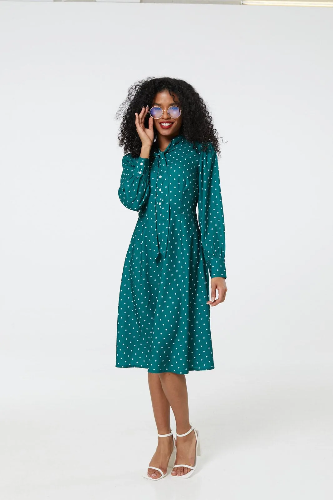 Neck Tie Prudence Polka Dot Dress