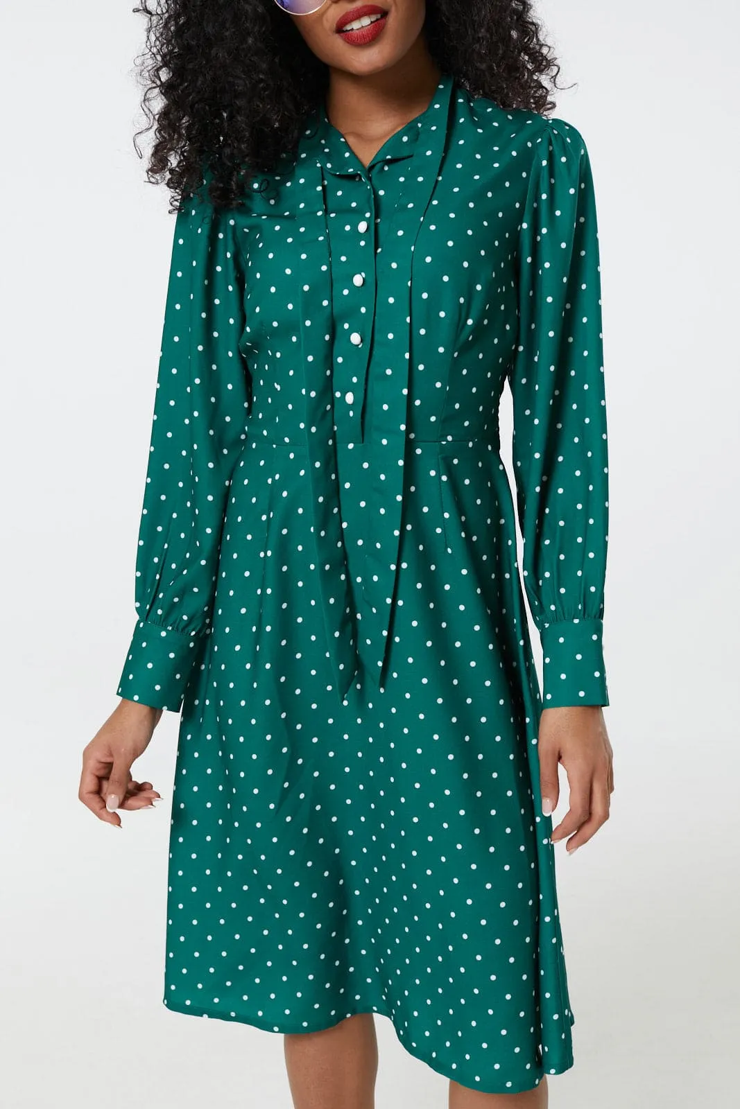 Neck Tie Prudence Polka Dot Dress