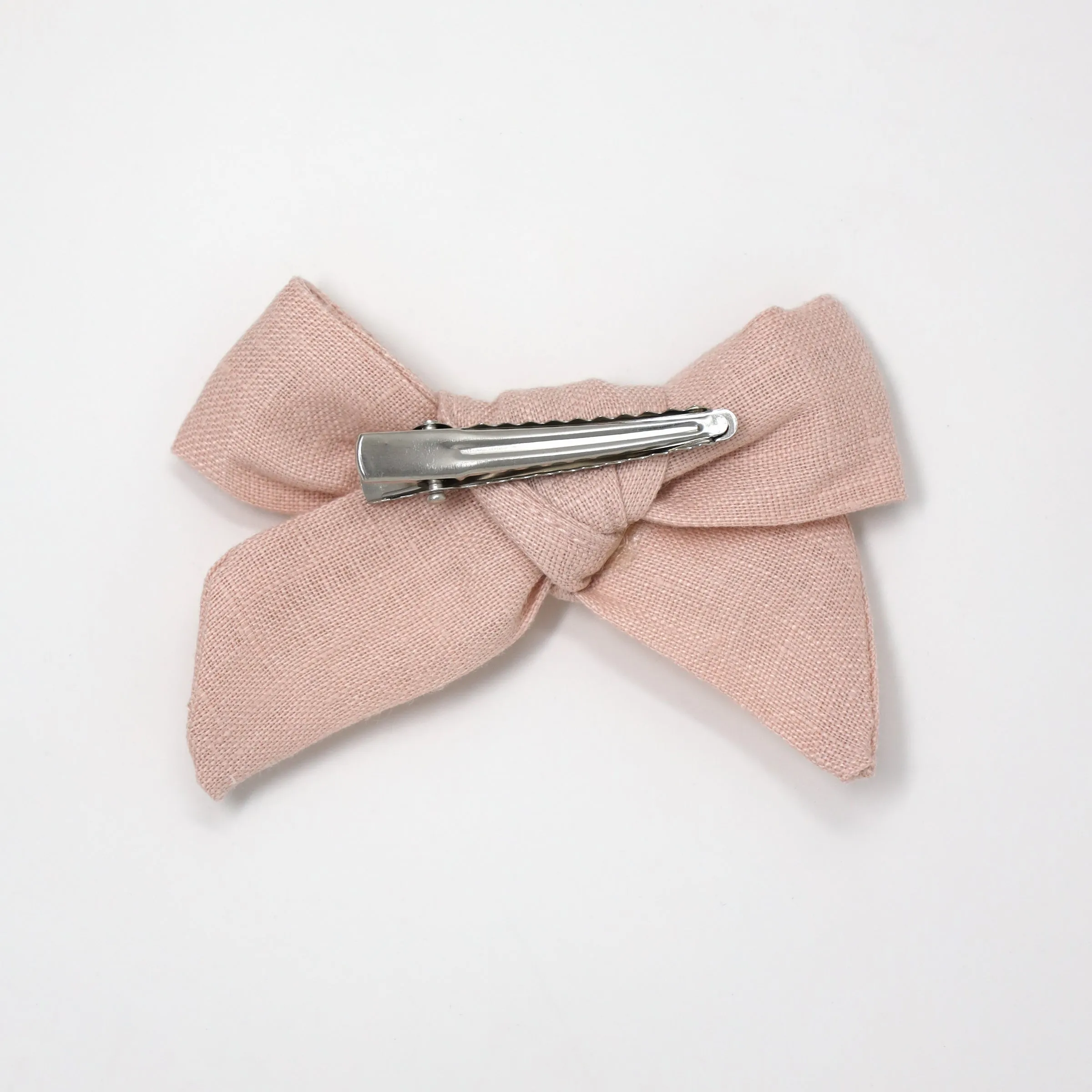 oh baby! School Girl Bow Linen Hair Clip Medium - Blush