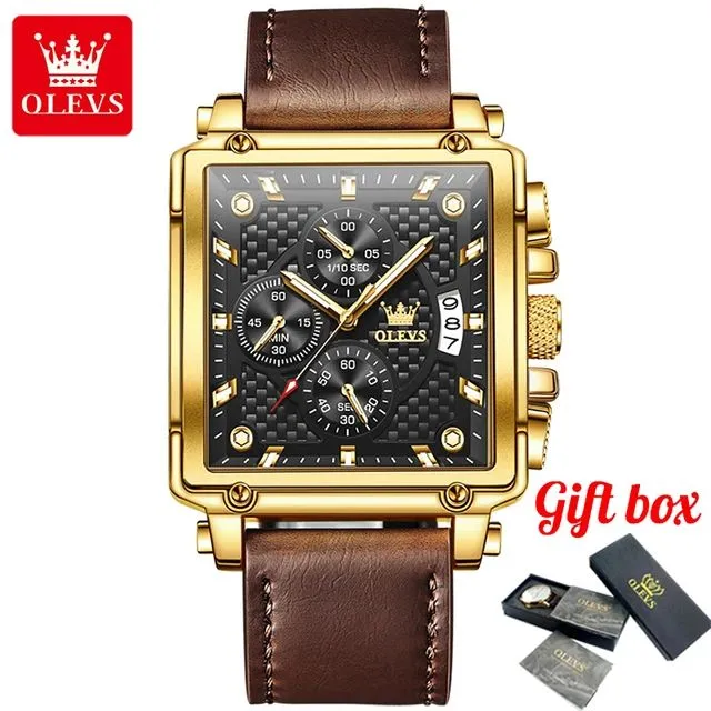 OLEVS Watches for Men Quartz Multifunctional Chronograph Fashion Casual Leather Dress Watch S4699574