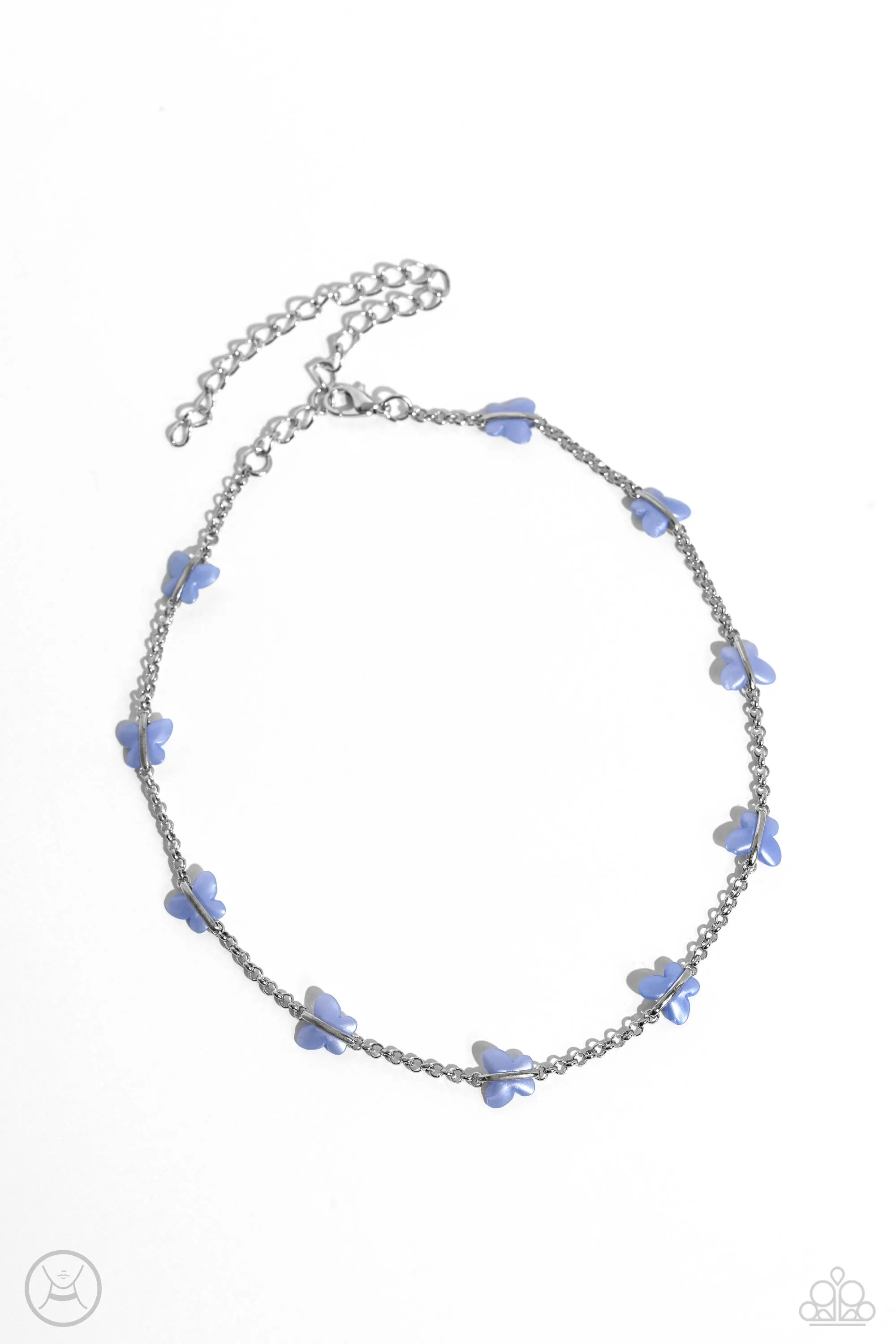 Paparazzi FLYING in Wait Blue Choker Necklace & Earring Set