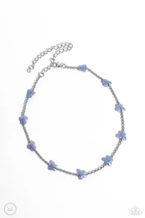 Paparazzi FLYING in Wait Blue Choker Necklace & Earring Set