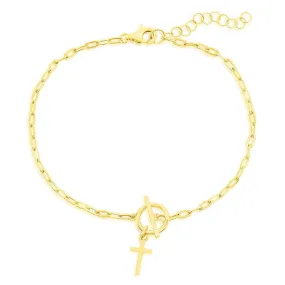 Paperclip Cross Toggle Bracelet