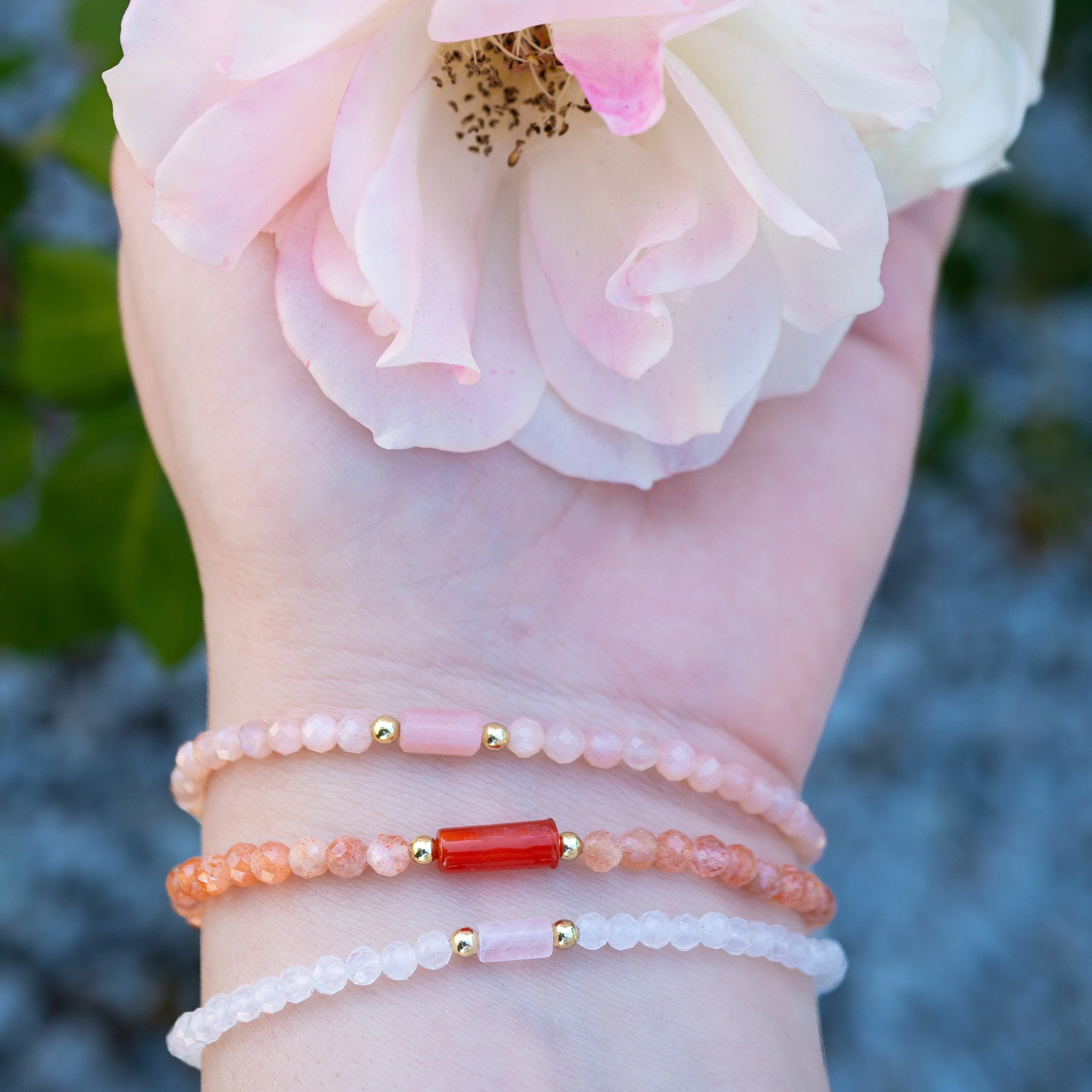 Peach Moonstone Mini Gemstone Bracelet