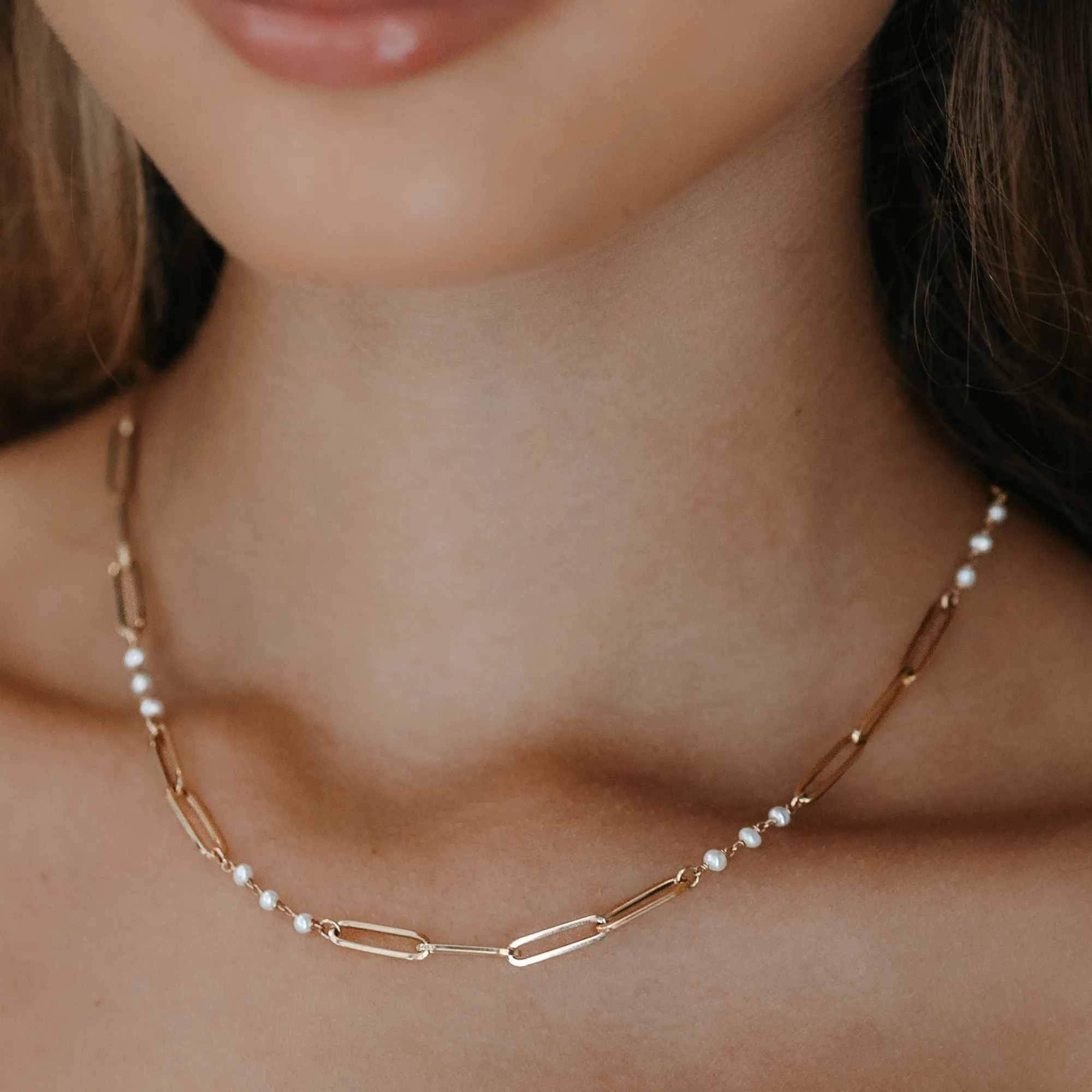 Pearl & Paperclip Necklace