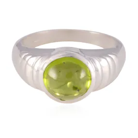 Prettyish Gemstones Peridot Solid Silver Ring Engraved Jewelry Box