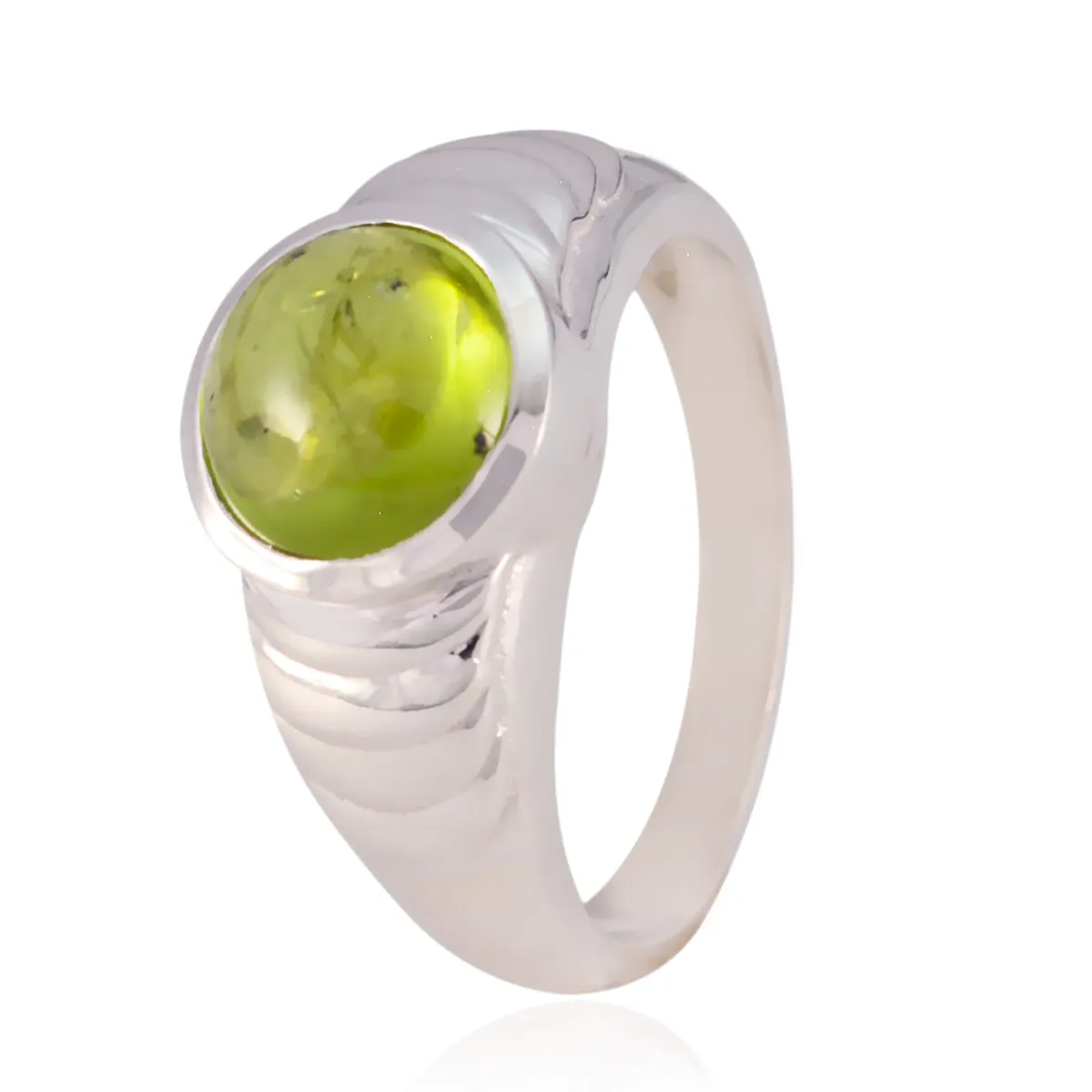 Prettyish Gemstones Peridot Solid Silver Ring Engraved Jewelry Box