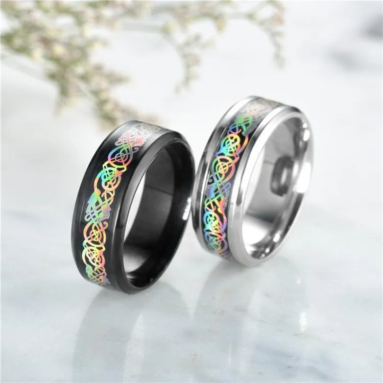 Rainbow Celtic Dragon Rings