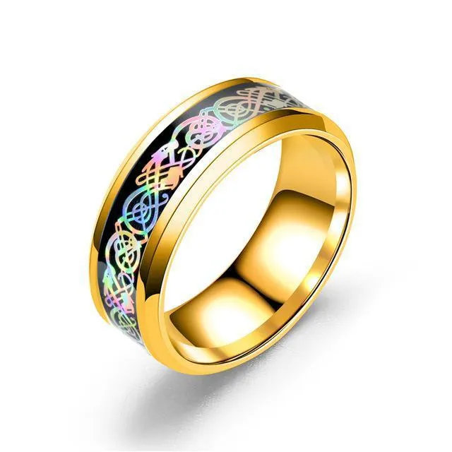 Rainbow Celtic Dragon Rings