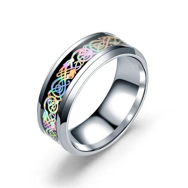 Rainbow Celtic Dragon Rings