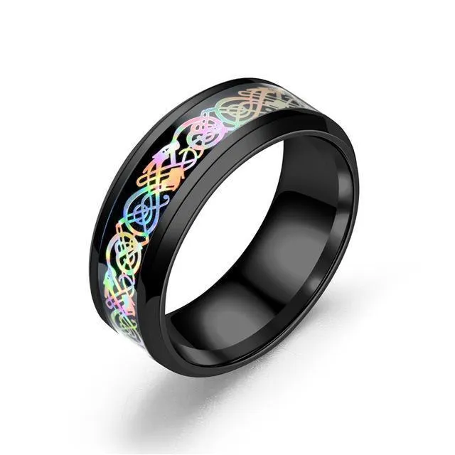 Rainbow Celtic Dragon Rings