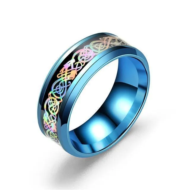 Rainbow Celtic Dragon Rings