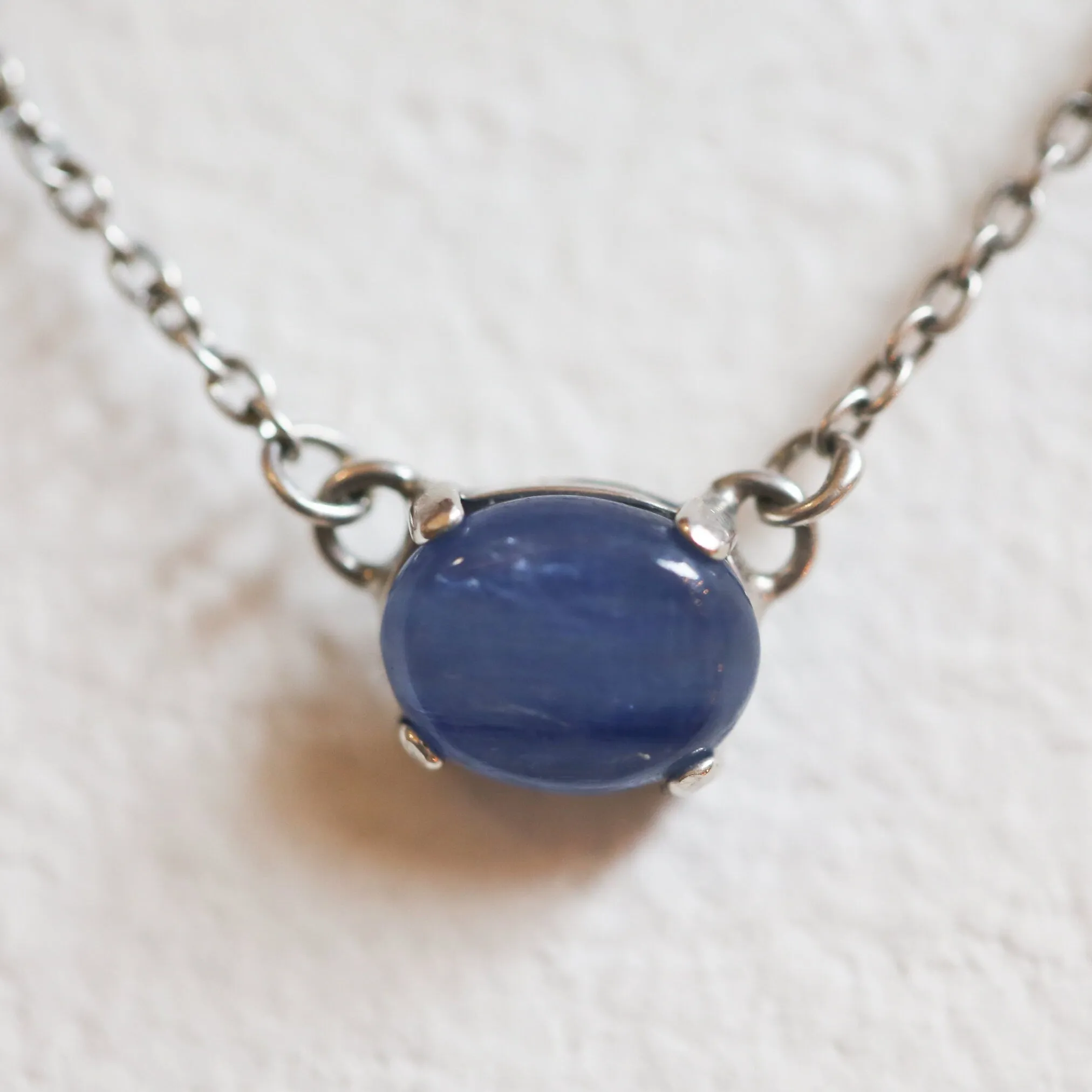 Ready to Ship - Blue Kyanite Necklace - Dainty Kyanite Prong Pendant - Silversmith - Kyanite Necklace