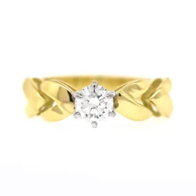 Retro Style Diamond 18k Gold Engagement Ring