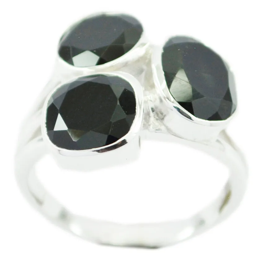 Riyo Chocolate-Box Gemstones Black Onyx Silver Rings Jewelry Bails