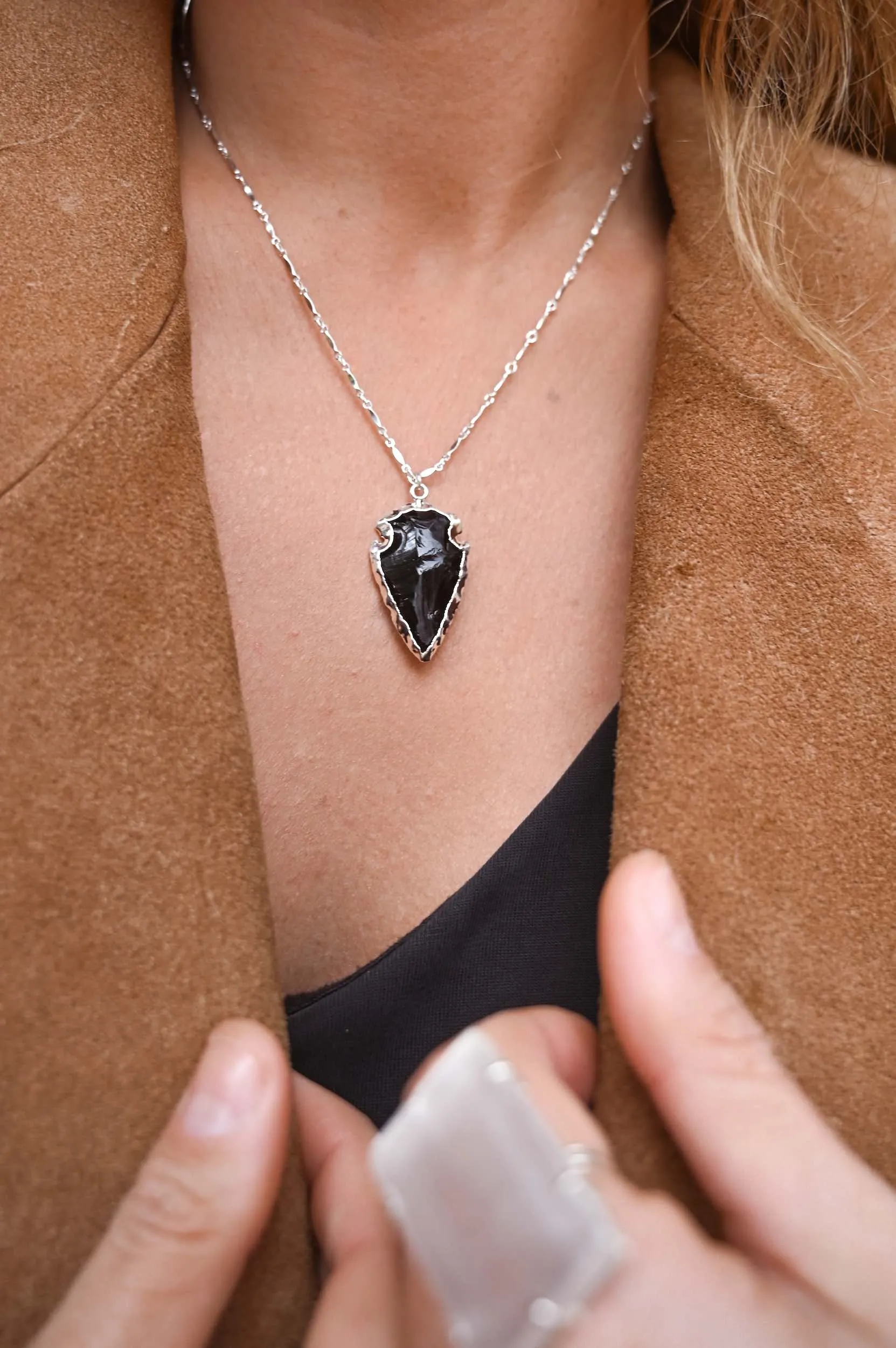 Rooted in Love Obsidian Arrowhead Necklace