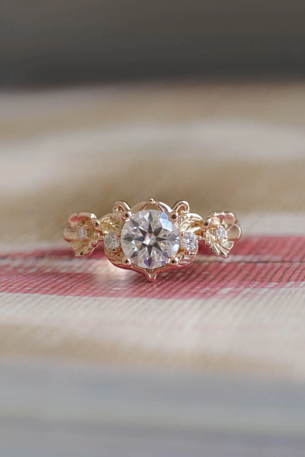 Rose gold moissanite ring for engagement / Adelina