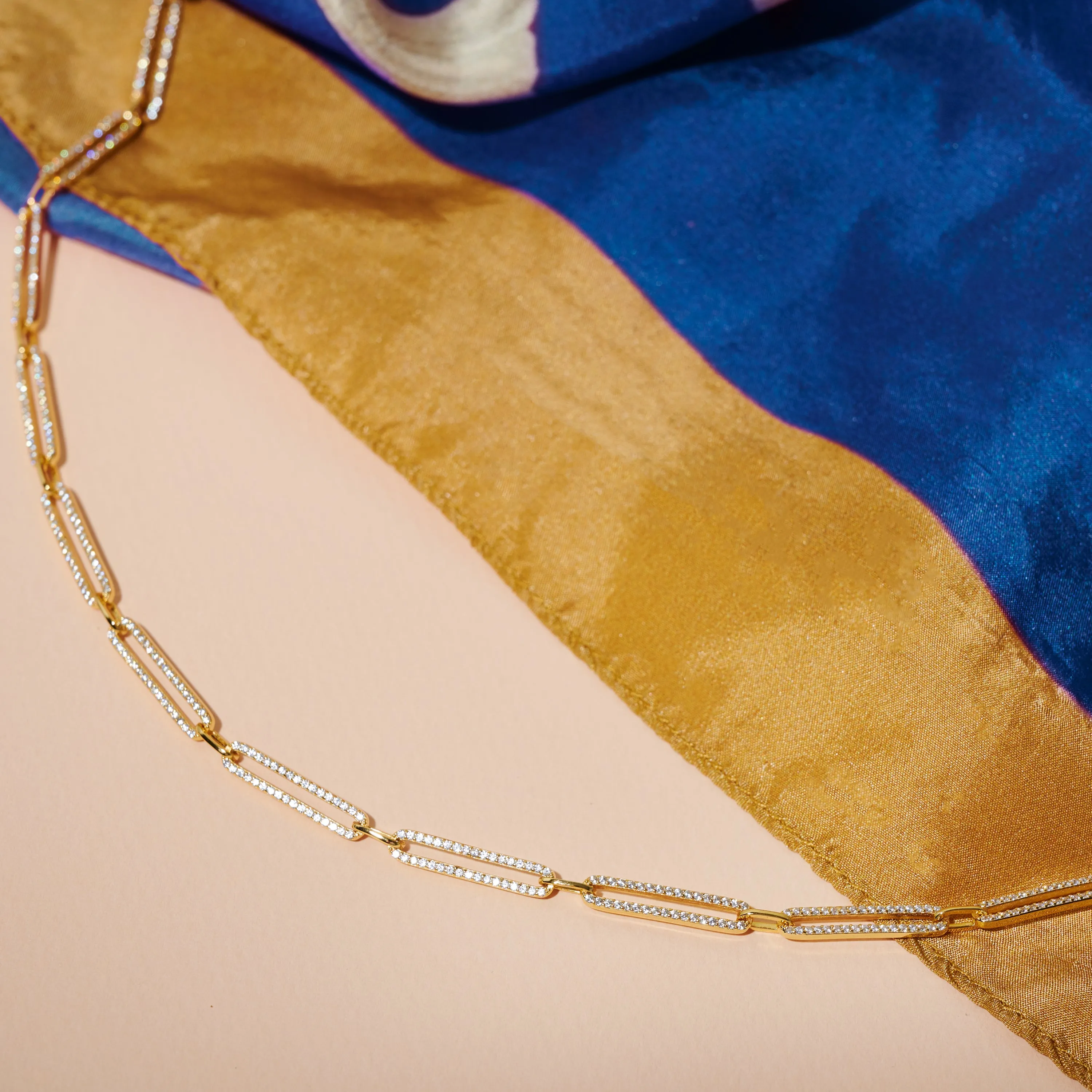 Silver gold plated paperclip link choker