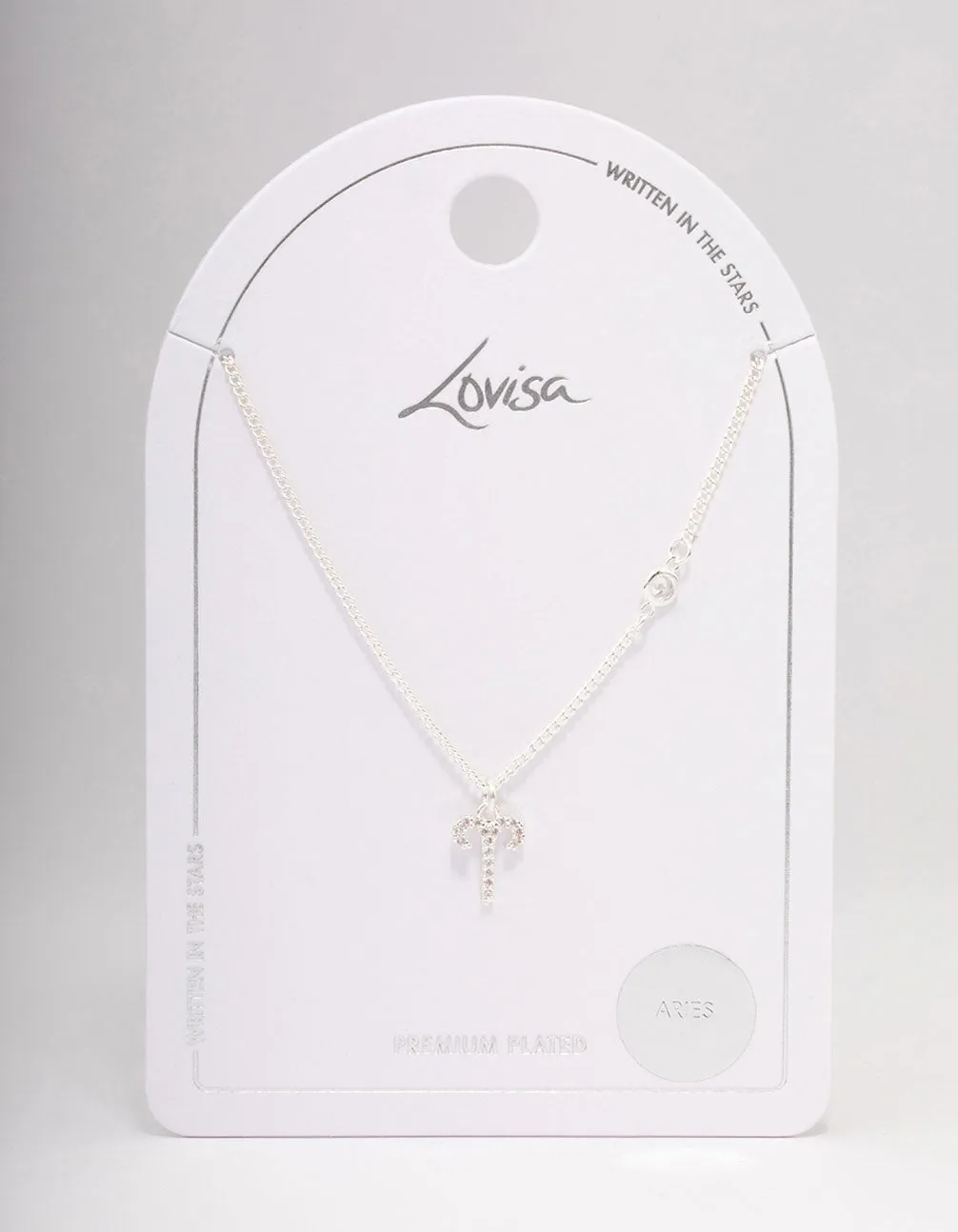 Silver Plated Aries Necklace With Cubic Zirconia Pendant