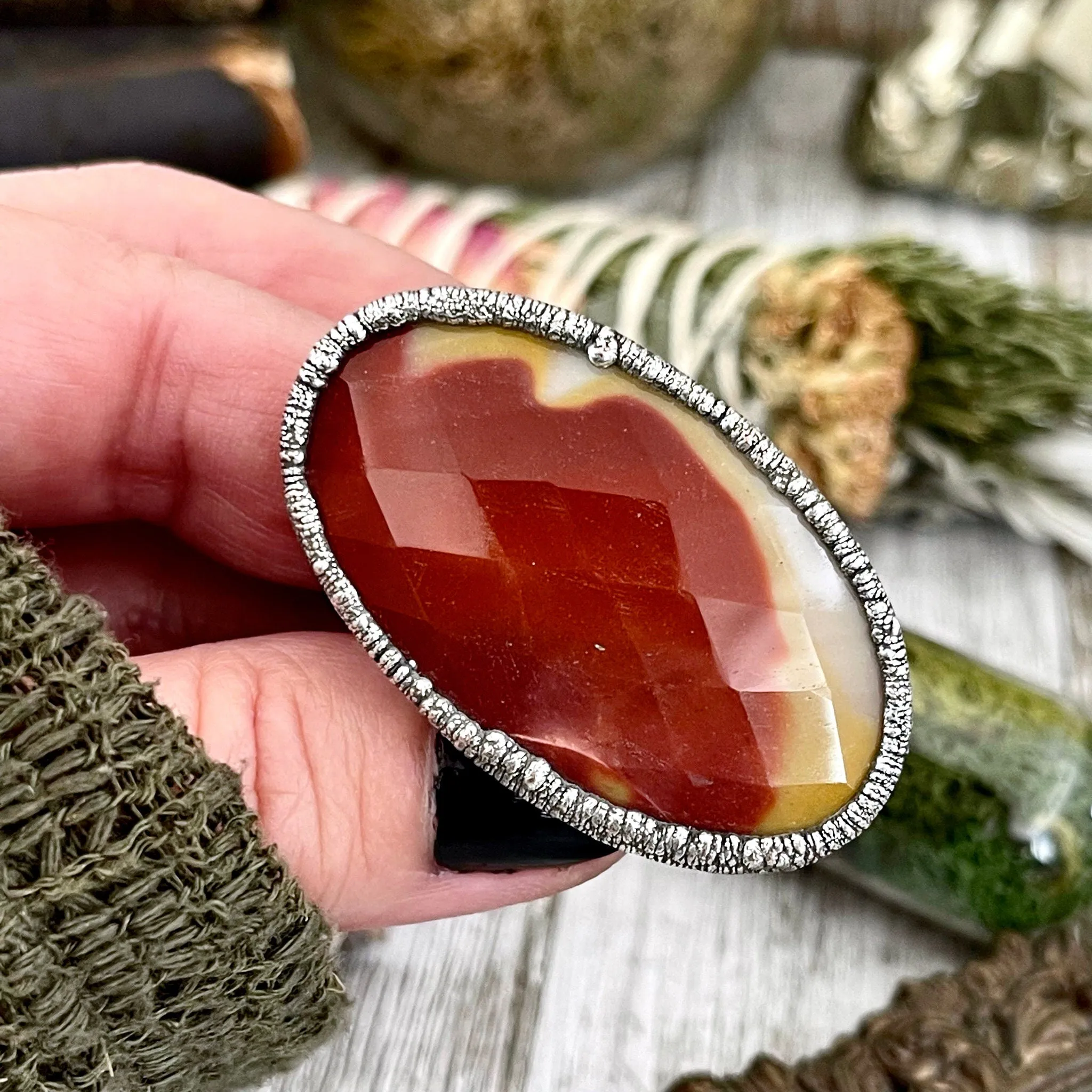 Size 6.5 Big Mookaite Stone Statement Ring in Fine Silver / Foxlark Collection - One of a Kind