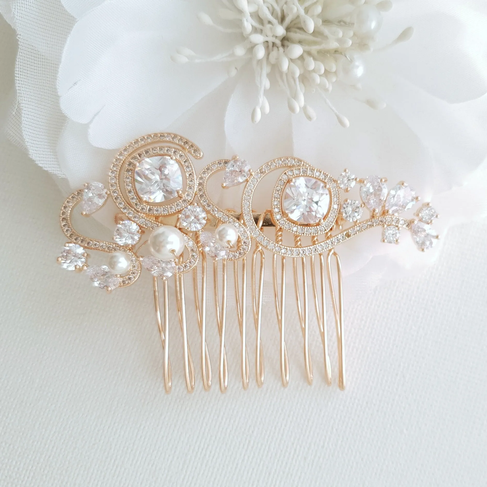 Small Bridal Hair Comb for Veil-Casey