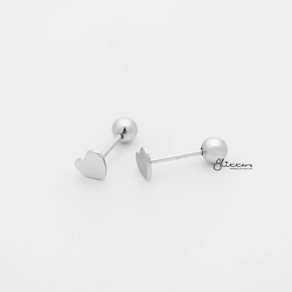 Solid 925 Sterling Silver Heart Shape Stud Earrings