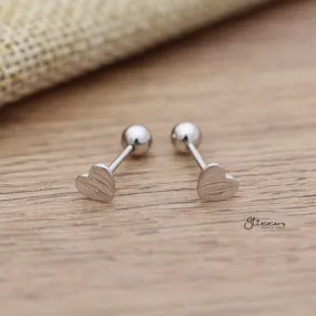 Solid 925 Sterling Silver Heart Shape Stud Earrings