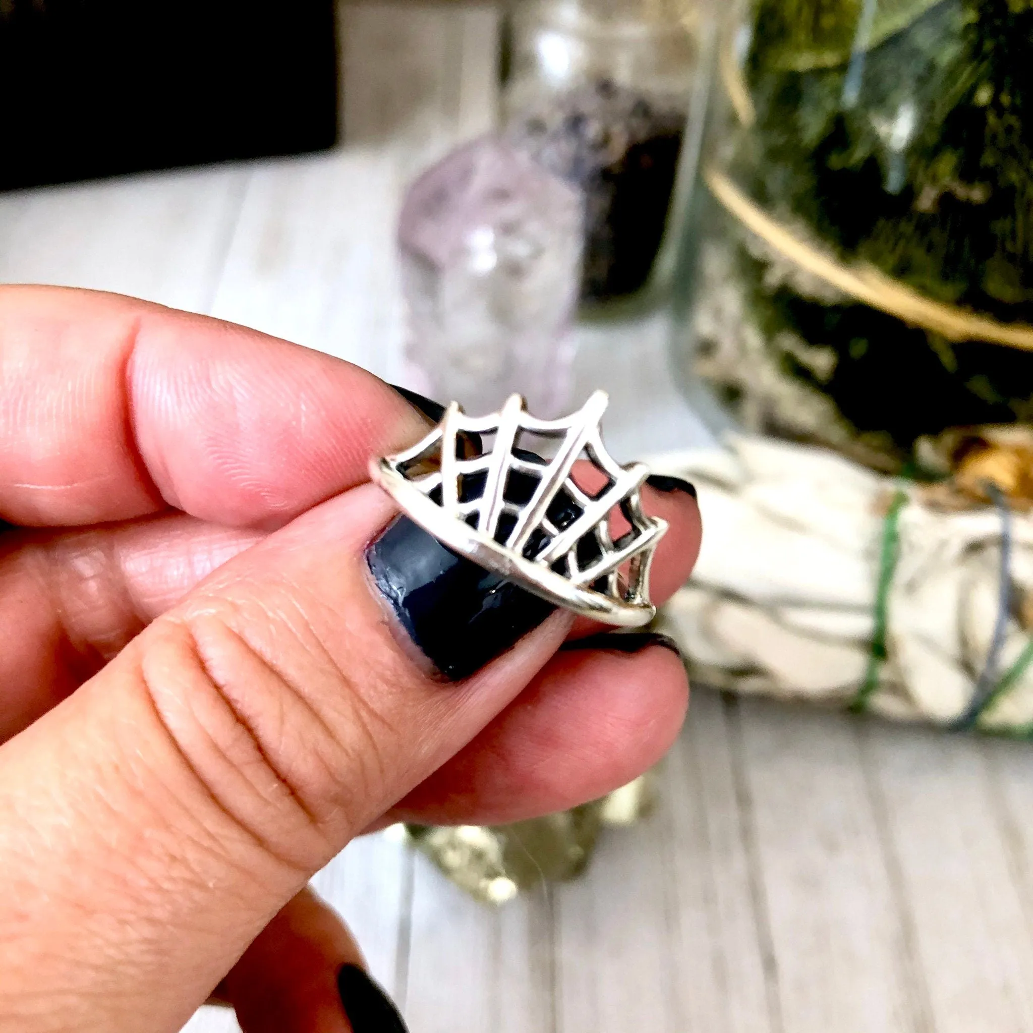 Spider Web Ring in Sterling Silver /