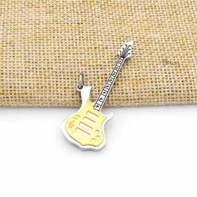 Stainless Steel Electric Guitar Pendant - Gold