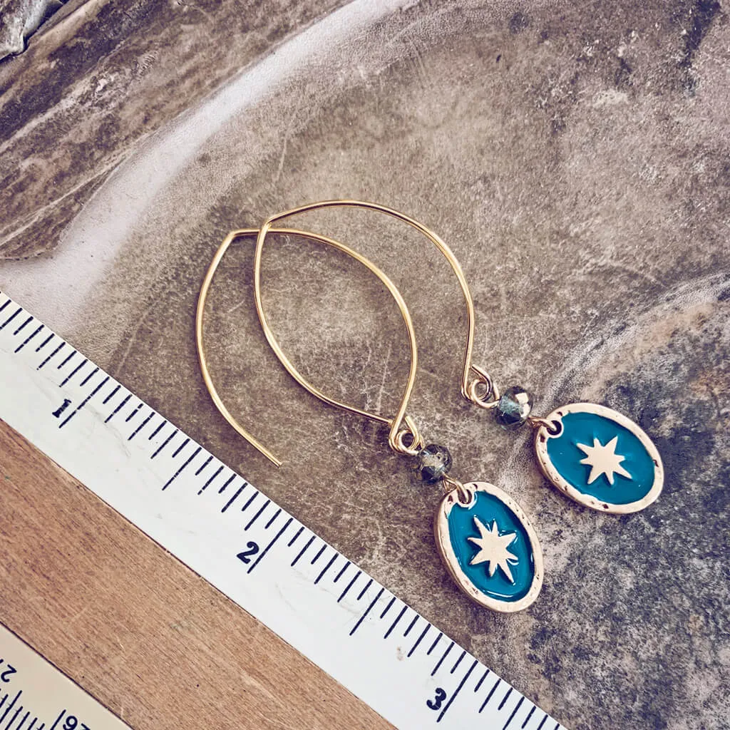 stargazer // enamel and brass or silver plated oval starburst earrings