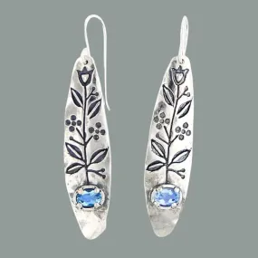 Sterling Silver earrings for women Botanic drawing Bluenoemi Israeli Jewelry