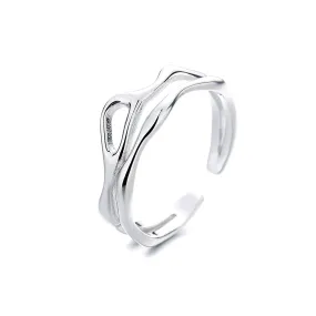 Sterling Silver Highs And Lows Ring Adjustable Open Ring