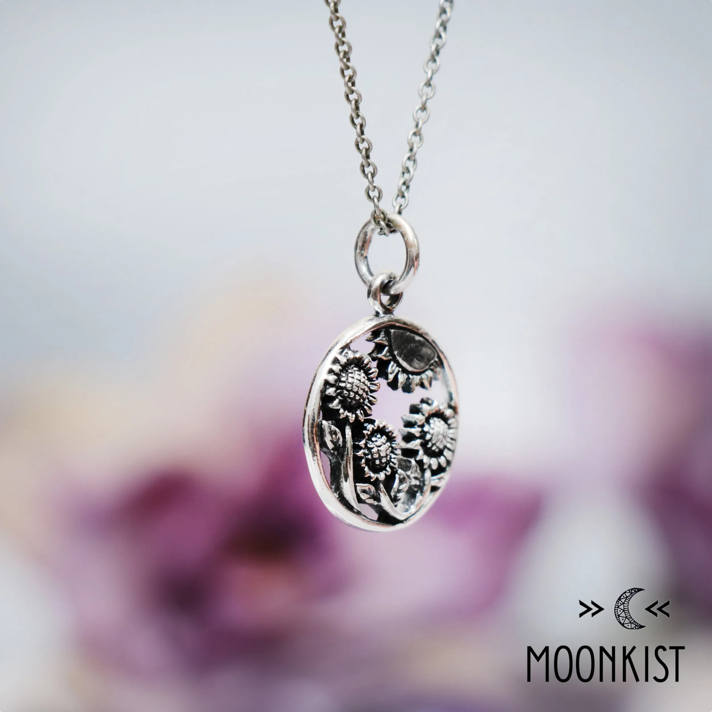 Sterling Silver Sun and Sunflower Pendant | Moonkist Designs