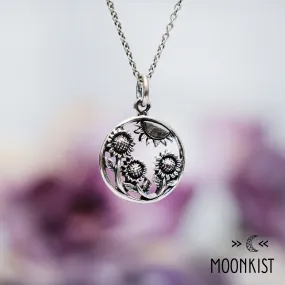 Sterling Silver Sun and Sunflower Pendant | Moonkist Designs