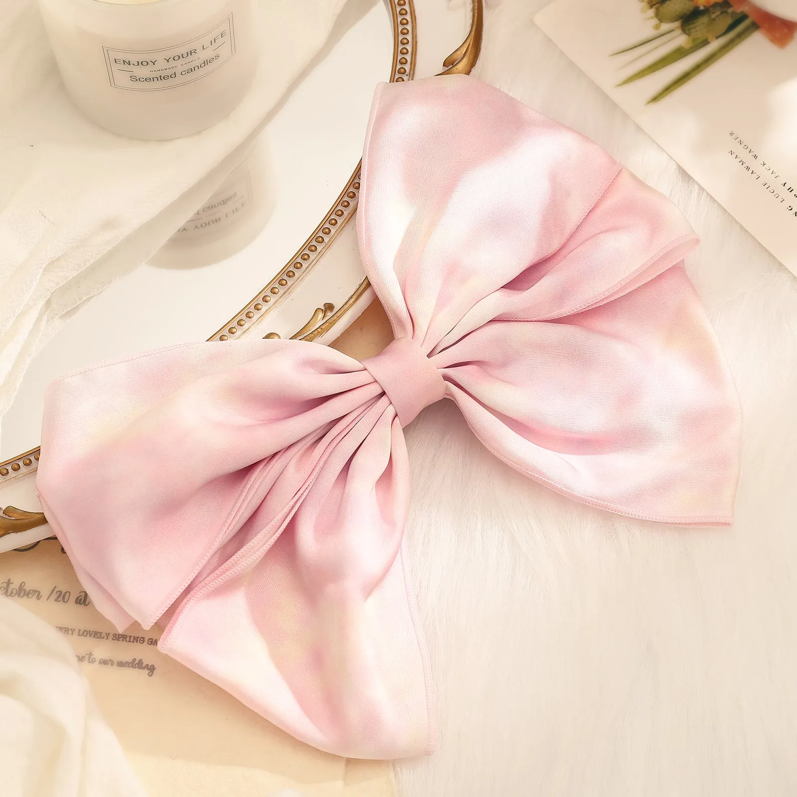 Tie Dye Pink Bow Hair Clips