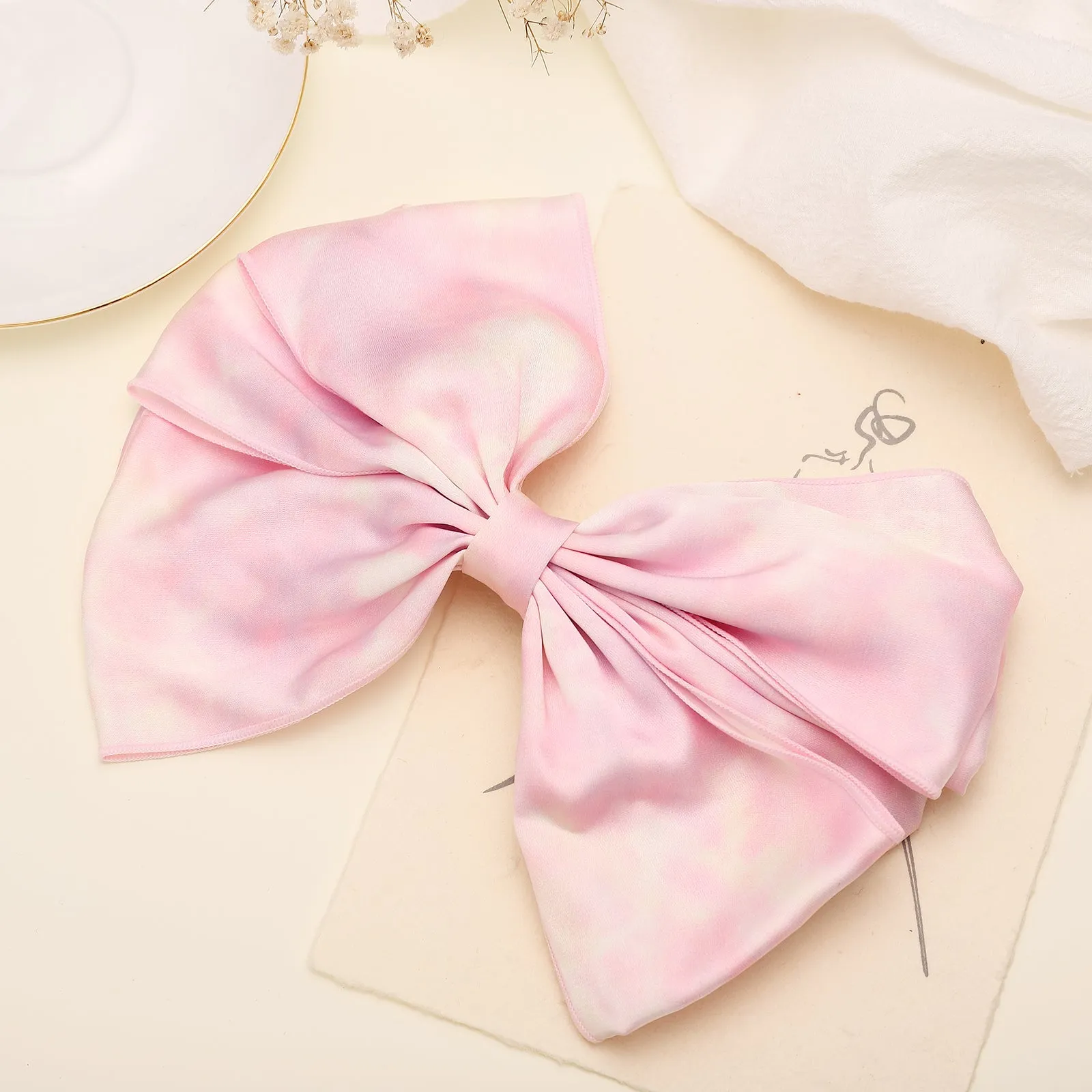 Tie Dye Pink Bow Hair Clips