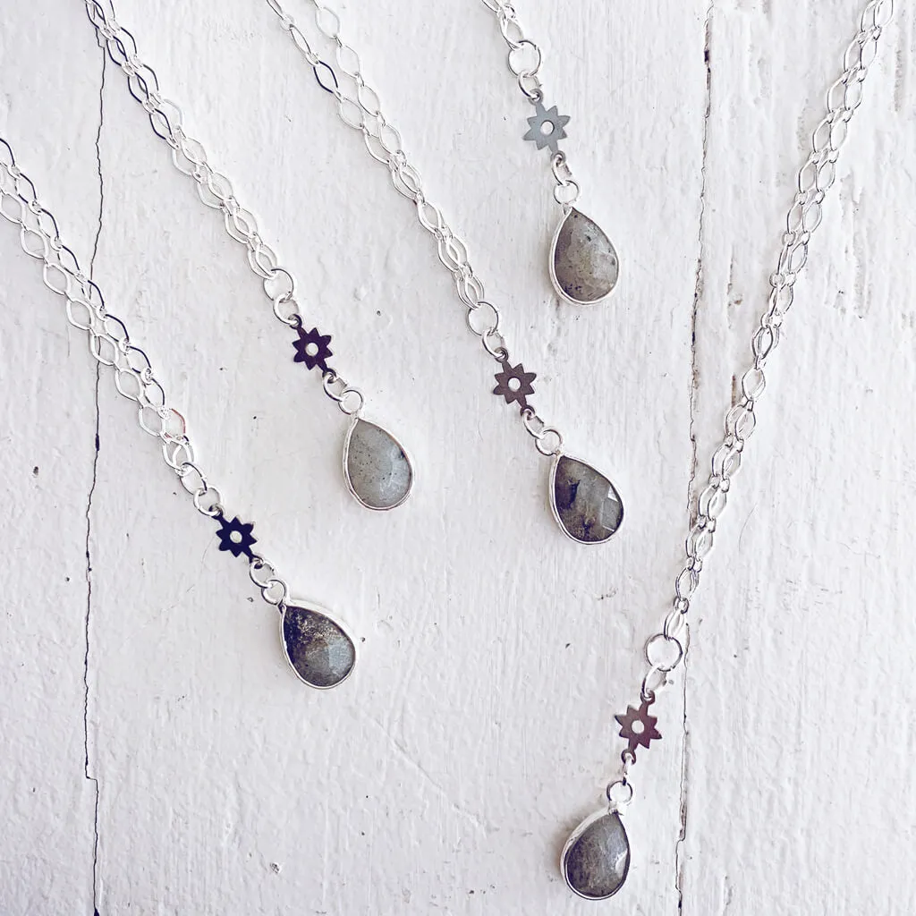 unity II // gemstone teardrop pendant necklace