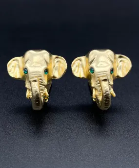 【USA輸入】 ヴィンテージ エレファント エメラルド ビジュー イヤリング/Vintage Elephant Emerald Bijou Clip On Earrings