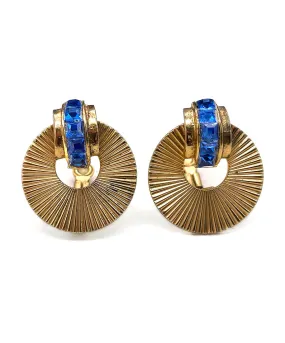 【USA輸入】ヴィンテージ CORO ブルー ビジュー スターリング イヤリング/Vintage CORO Blue Bijou Sterling Clip On Earrings