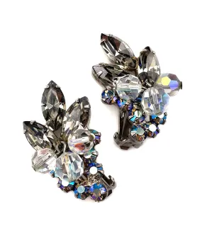 【USA輸入】ヴィンテージ JULIANA グレー オーロラ ビジュー イヤリング/Vintage JULIANA Gray Aurora Clip On Earrings