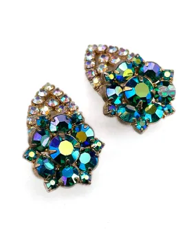 【USA輸入】ヴィンテージ エメラルド オーロラ ビジュー イヤリング/Vintage Emerald Aurora Bijou Clip On Earrings