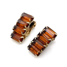 【USA輸入】ヴィンテージ コニャック ビジュー イヤリング/Vintage Cognac Bijou Clip On Earrings