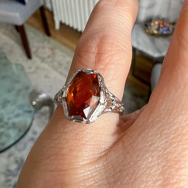 Vintage Citrine Filigree Ring