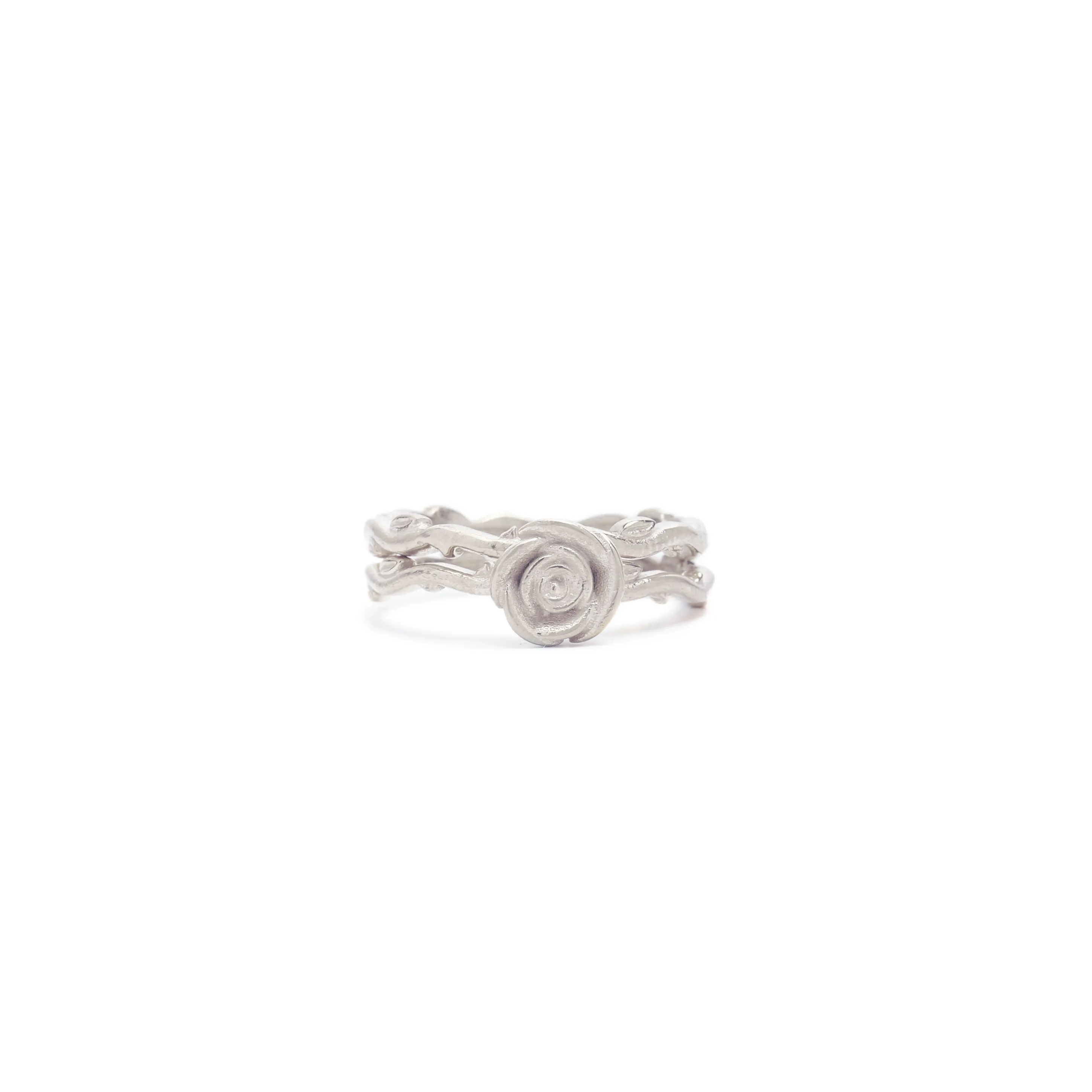 Wild Rose Solitaire Double Vine Ring