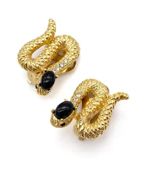 【フランス輸入】ヴィンテージ SPHINX スネイク ビジュー イヤリング/Vintage SPHINX Snake Bijou Clip On Earrings